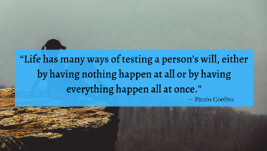 “Life has many ways of testing a person’s will, either by having nothing happen at all or by having everything happen all at once.” - Paulo Coelho