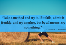 "Take a method and try it. If it fails, admit it frankly, and try another, but by all means, try something." - Franklin D. Roosevelt