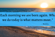 "Each morning we are born again. What we do today is what matters most." - Buddha