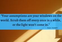 "Your assumptions are your windows on the world. Scrub them off every once in a while, or the light won