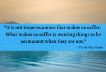 "It is not impermanence that makes us suffer. What makes us suffer is wanting things to be permanent when they are not." - Thich Nhat Hanh